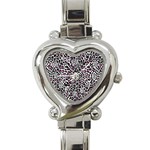 Pink Leopard Print Heart Italian Charm Watch