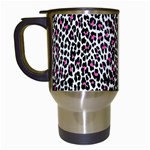 Pink Leopard Print Travel Mug (White)