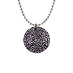 Pink Leopard Print 1  Button Necklace