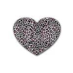 Pink Leopard Print Rubber Heart Coaster (4 pack)