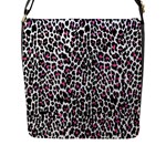 Pink Leopard Print Flap Closure Messenger Bag (L)