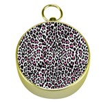 Pink Leopard Print Gold Compass