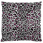 Pink Leopard Print Large Flano Cushion Case (One Side)