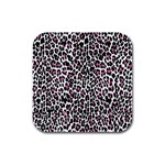 Pink Leopard Print Rubber Square Coaster (4 pack)