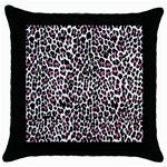 Pink Leopard Print Throw Pillow Case (Black)