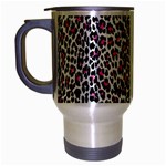 Pink Leopard Print Travel Mug (Silver Gray)