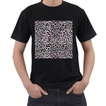 Pink Leopard Print Men s T-Shirt (Black)