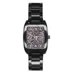 Pink Leopard Print Stainless Steel Barrel Watch