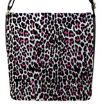 Pink Leopard Print Flap Closure Messenger Bag (S)