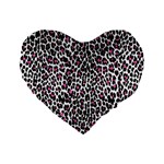 Pink Leopard Print Standard 16  Premium Flano Heart Shape Cushion 