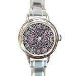 Pink Leopard Print Round Italian Charm Watch