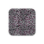 Pink Leopard Print Rubber Coaster (Square)