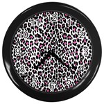 Pink Leopard Print Wall Clock (Black)