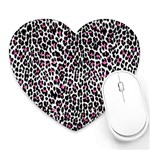 Pink Leopard Print Heart Mousepad