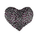 Pink Leopard Print Standard 16  Premium Heart Shape Cushion 