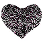 Pink Leopard Print Large 19  Premium Heart Shape Cushion