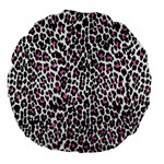 Pink Leopard Print Large 18  Premium Flano Round Cushion 