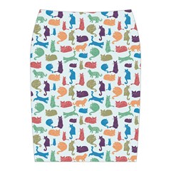 Blue Colorful Cats Silhouettes Pattern Midi Wrap Pencil Skirt from ArtsNow.com Back