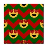 Christmas Heart Eye Emoji Tile Coaster