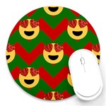 Christmas Heart Eye Emoji Round Mousepad