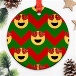 Christmas Heart Eye Emoji Ornament (Round)