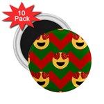 Christmas Heart Eye Emoji 2.25  Magnet (10 pack)