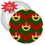 Christmas Heart Eye Emoji 3  Button (10 pack)