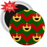 Christmas Heart Eye Emoji 3  Magnet (10 pack)