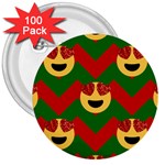 Christmas Heart Eye Emoji 3  Button (100 pack)