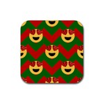 Christmas Heart Eye Emoji Rubber Coaster (Square)