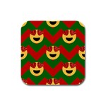 Christmas Heart Eye Emoji Rubber Square Coaster (4 pack)