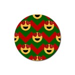 Christmas Heart Eye Emoji Rubber Coaster (Round)