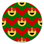 Christmas Heart Eye Emoji Magnet 5  (Round)