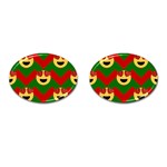 Christmas Heart Eye Emoji Cufflinks (Oval)