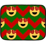 Christmas Heart Eye Emoji Double Sided Fleece Blanket (Mini)