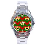 Christmas Heart Eye Emoji Stainless Steel Analogue Watch