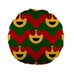 Christmas Heart Eye Emoji Standard 15  Premium Round Cushion 