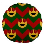 Christmas Heart Eye Emoji Large 18  Premium Round Cushion 