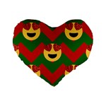 Christmas Heart Eye Emoji Standard 16  Premium Heart Shape Cushion 