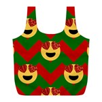 Christmas Heart Eye Emoji Full Print Recycle Bag (L)