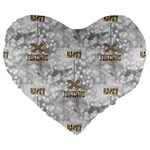 Christmas Silver Festivus Large 19  Premium Heart Shape Cushion