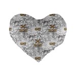 Christmas Silver Festivus Standard 16  Premium Flano Heart Shape Cushion 