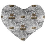 Christmas Silver Festivus Large 19  Premium Flano Heart Shape Cushion