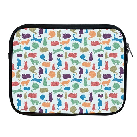 Blue Colorful Cats Silhouettes Pattern Apple iPad 2/3/4 Zipper Cases from ArtsNow.com Front