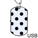 Polka Dots - Black on Pastel Blue Dog Tag USB Flash (One Side)