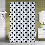 Polka Dots - Black on Pastel Blue Shower Curtain 48  x 72  (Small)