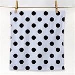 Polka Dots - Black on Pastel Blue Face Towel