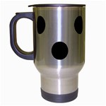 Polka Dots - Black on Pastel Blue Travel Mug (Silver Gray)