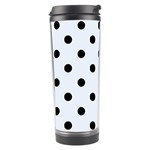 Polka Dots - Black on Pastel Blue Travel Tumbler