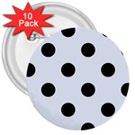 Polka Dots - Black on Pastel Blue 3  Button (10 pack)